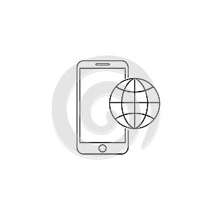 Phone roaming line icon in flat style. Roaming symbol for your web site design, logo, app, UI Vector