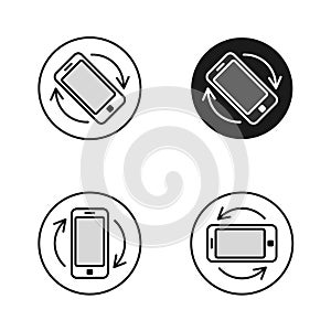 Phone rotate symbols set. Smartphone rotation icon