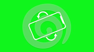 Phone Rotation from Vertical to Horizontal or Reverse. Turn and Rotate Your Device Smartphone Icon Animation in Green