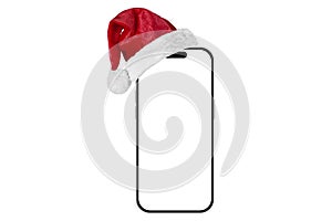 phone with a Santa Claus hat for Christmas