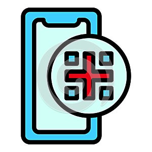 Phone scanner icon vector flat