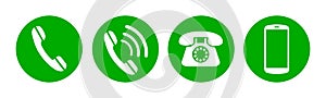 Phone set buttons. Call, mobile, smartphone, telephone, device, gadget, contact icons - vector