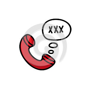 Phone sex doodle icon,  illustration
