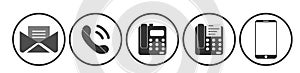 Phone smartphone fax machin  message icon set call connection communication vector illustration on white background