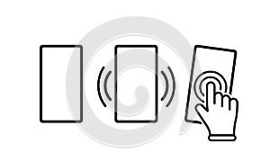Phone, smartphone icon in black color. Mobile phone with hand or vibration symbol on an isolated background. EPS 10 vector
