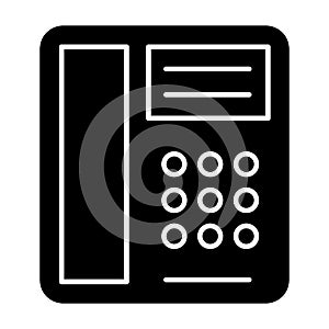 Phone solid icon. Telephone vector illustration isolated on white. Old telephone glyph style design, designed for web