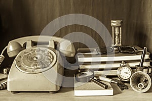 Phone and stationery with a vintage.