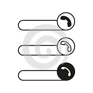 Phone switch icon. Call slider toggle. Interface button Vector. Mobile control.