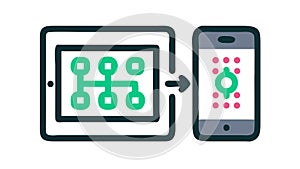 Phone Tablet Data Sync: Device Connectivity Transfer, vector design Generative AI