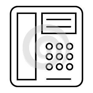 Phone thin line icon. Telephone vector illustration isolated on white. Old telephone outline style design, designed for