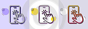 Phone touch line icon. Smartphone app sign. Halftone dotted pattern. Vector
