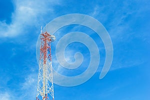 Phone tower antenna with Cloud and blue sky background