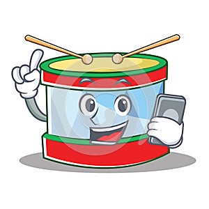 With phone toy drum character cartoon