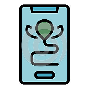 Phone travel route icon vector flat
