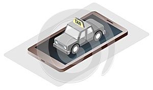 Phone trip taxi isomatric online booking vector