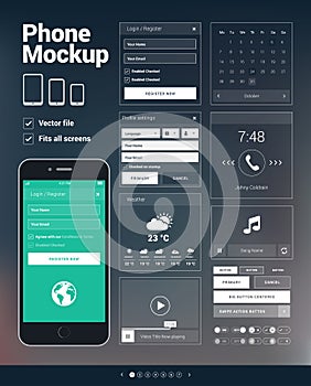 Phone UI elements kit for mobile apps development