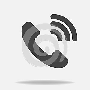 Phone vector icon on flat style. Handset with shadow. Easy editing of illustration.