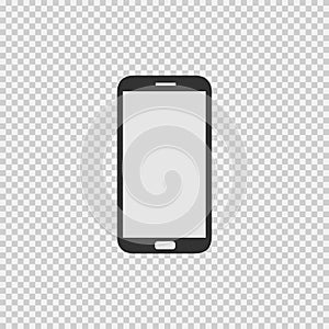 Phone vector icon. Smartphone isolated vector. Cell phone logo. Black illustration isolated on grey background