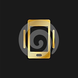 phone, vibrate gold icon. Vector illustration of golden style