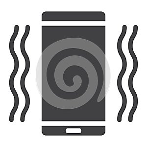 Phone vibrating glyph icon, web and mobile