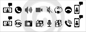 phone video call icon vector design. call button menu illustration. solid fill style. contains such icon as camera, switch,