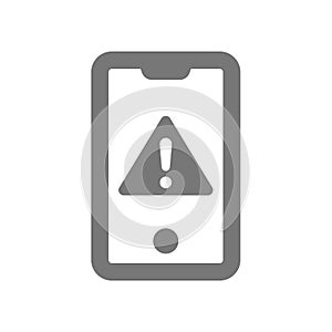 Phone and warning sign vector icon