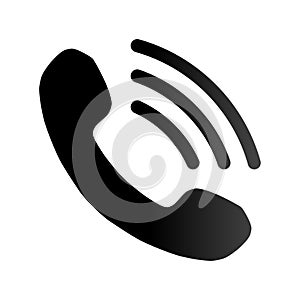 Phone with waves symbol icon - black gradient, isolated - vector photo