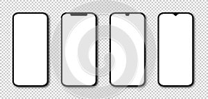 Phone with White Screen. Smartphone mockup. Cell Phone with white Screen. Template mockup smartphone in realistic design. Vector