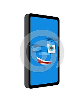 Phone winks isolated. happy Smartphone Cartoon Style. Good Gadget Vector