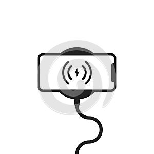 Phone wireless charger illustration. Smartphone battery charge, power mobile in vector flat