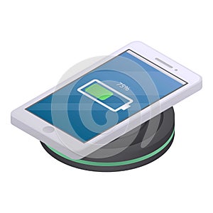 Phone wireless charging icon, isometric style