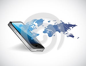 Phone world map network illustration design