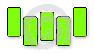 Phones With Blank Green Screens. Animated Mockups to Showcasing Mobile Web-Site Design