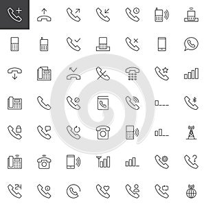 Phones outline icons set