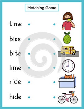 Phonics matching game with i-e spelling rule. Match the phonics sound words