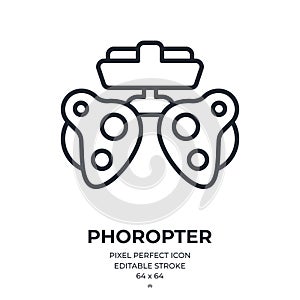 Phoropter editable stroke outline icon isolated on white background flat vector illustration. Pixel perfect. 64 x 64