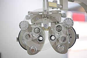 Phoropter eye test in optical store