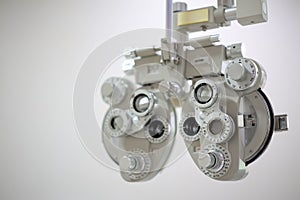 Phoropter eye test in optical store