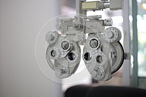 Phoropter eye test in optical store