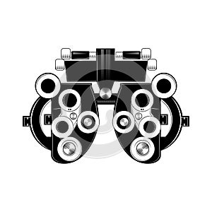 Phoropter glyph icon. Refractor. Ophthalmic testing device. Vector illustration.