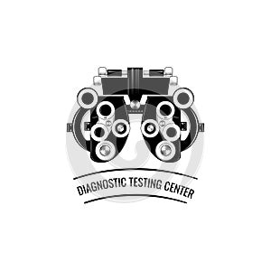 Phoropter, ophthalmic testing device machine icon. Vector illustration. photo