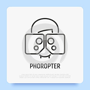 Phoropter thin line icon. Medical equipment. Vision examination.