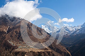 Phortse village and Ama Dablam mount view, Nepal