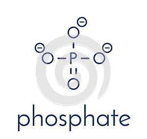 Phosphate anion, chemical structure. Skeletal formula.