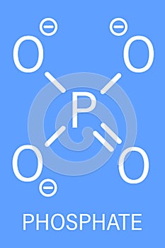 Phosphate anion molecule, chemical structure. Skeletal formula.