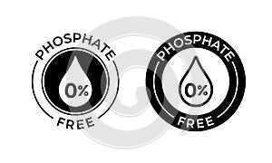 Phosphate free vector icon. Vector phosphate free product label, drop 0 percent seal