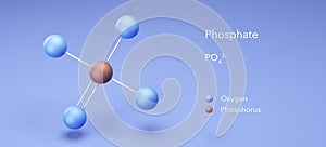 phosphate, molecular structures, 3d model, Structural Chemical Formula and Atoms with Color Coding