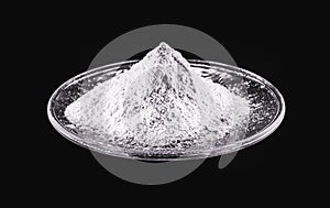 Phosphate, pile of phosphorous powder, used as a fertilizer or compost, for soil correction, or phosphating. Isolated background photo
