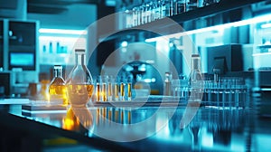 phosphorescence glowing effect on pharmaceutical lab