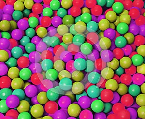 Phosphorescent plastic coloured balls in the game pool